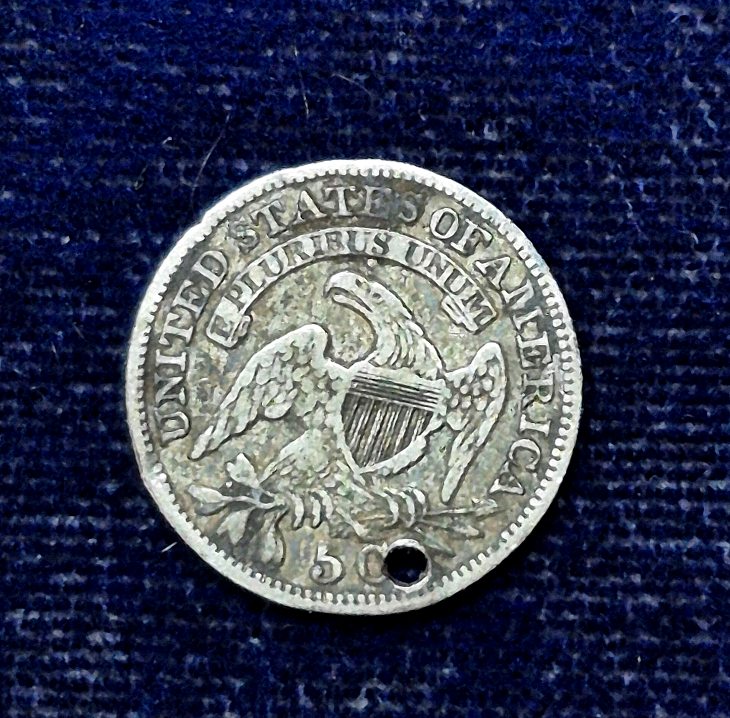 1830 Capped Bust Half Dime .8924 Silver, VF+ Features -Holed -US Early R- 4.5