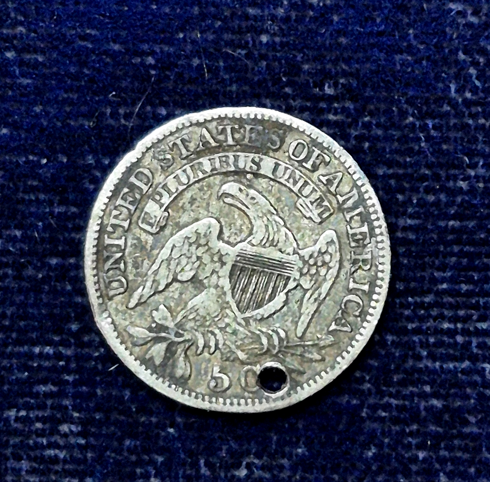 1830 Capped Bust Half Dime .8924 Silver, VF+ Features -Holed -US Early R- 4.5