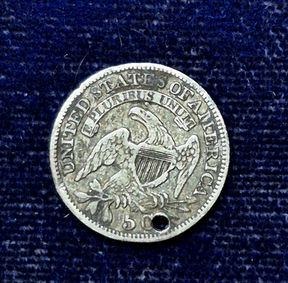 1830 Capped Bust Half Dime .8924 Silver, VF+ Features -Holed -US Early R- 4.5