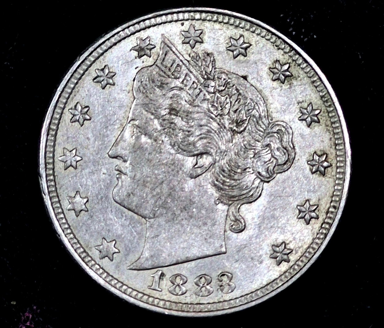 1883 V Nickel NO CENT First Yr of Issue MS+ Features Very Rare Rev Die Crack