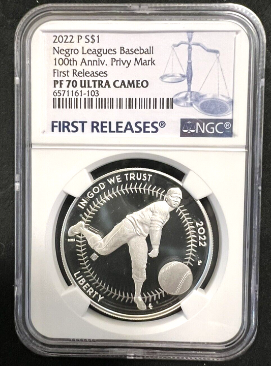 🔥 2022P Negro Leagues Baseball Proof Silver $1 100th Privy NGC PF70 UC FR