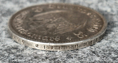 1935-A Germany Historic Third Reich 5 Reichsmark .90 Silver Lettered Edge