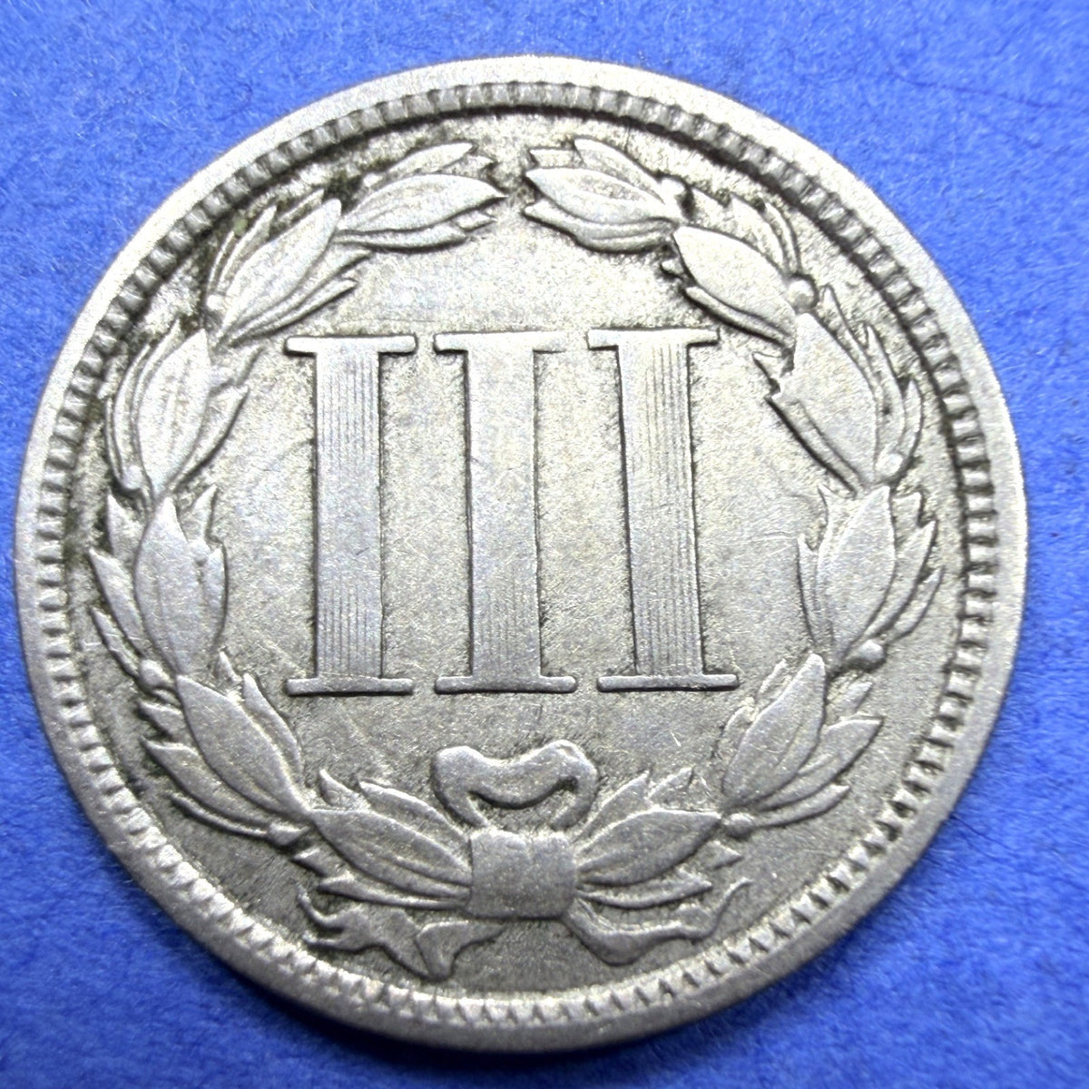 1869 Three Cent Nickel 3C Ungraded VF XF Bold III Pillars 19th Century Type Coin