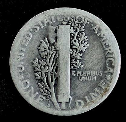 🔥 Rare 1921-D Mercury 90% SILVER Dime  2nd Lowest Mintage VG+ Features