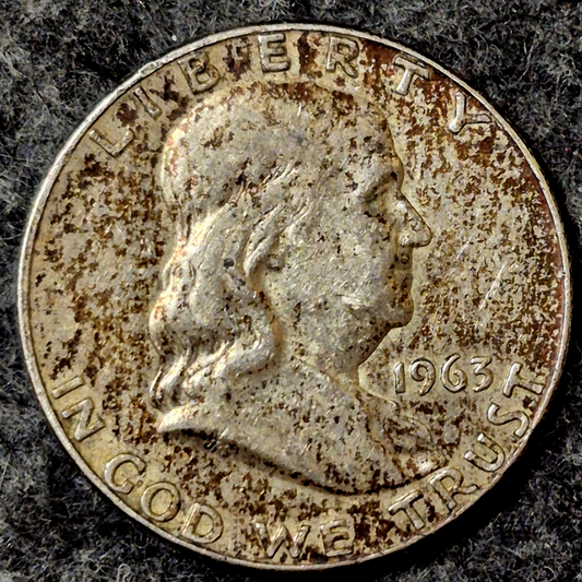 1963-D Franklin Half Dollar 90% Silver XF Extremely Fine Textile Tone Denver 50c