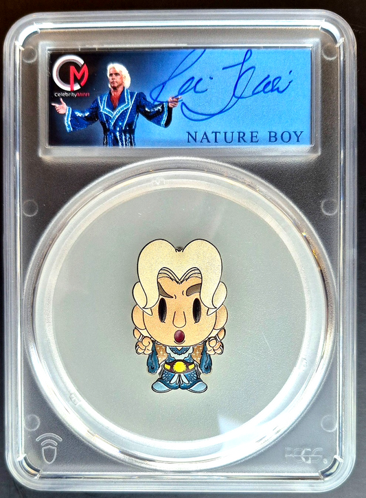 2023 Ric Flair Signed Chibi 2oz Silver Coin PCGS PR70 Blue Robe *Only 450 Minted