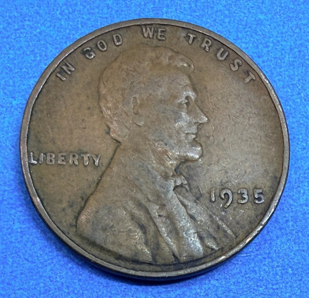 1935 Lincoln Wheat Cent 1C VF Brown Penny Philadelphia Mint Old US Coin