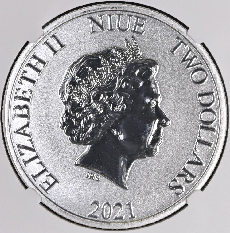 TOP POP NGC MS70 2021 $2 Niue  Star Wars: Millennium Falcon 1oz Silver Coin QEII