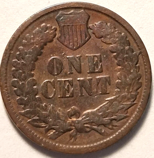 1887 Indian Head Cent Good- Very Good Average Circulated Condition Copper Penny