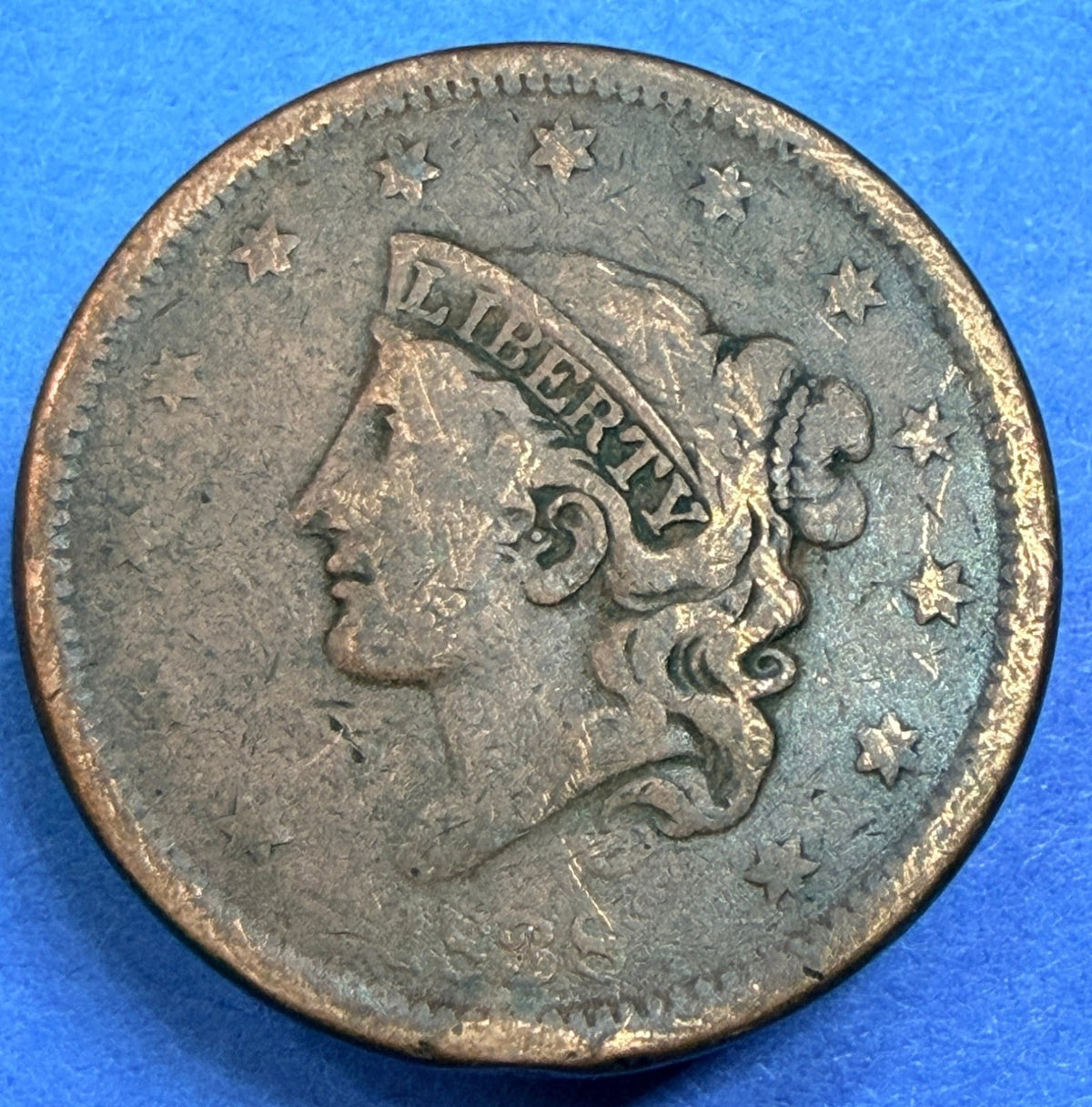 1838 Coronet Head Large Cent 1C VG Very Good Copper Penny Philadelphia US Coin