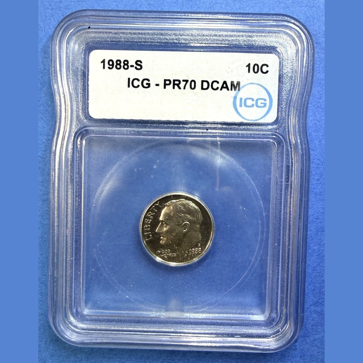 1988-S Roosevelt Dime Proof ICG PR70 DCAM Perfect Deep Cameo 10C Clad Coin - photo 1