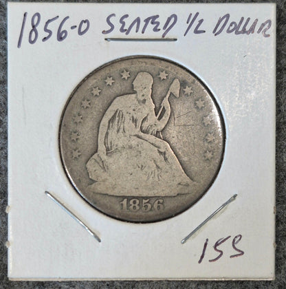 1856-O Seated Liberty Half Dollar Very Good Features 90% Silver Coin Shown 50C