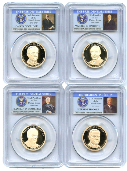 ✅ 2014 S Presidential Dollars 4 Coin Set PCGS PR69DCAM Roosevelt Hoover Harding