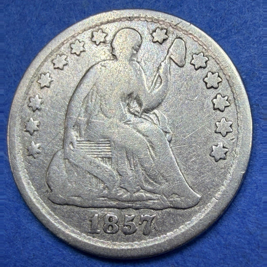1857 Seated Liberty Half Dime H10C VG-F 90% Silver Toned Pre Civil War Type Coin