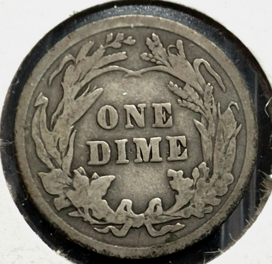 1914 P Barber Dime 90% Silver, Better VG -F Features Vintage Flip