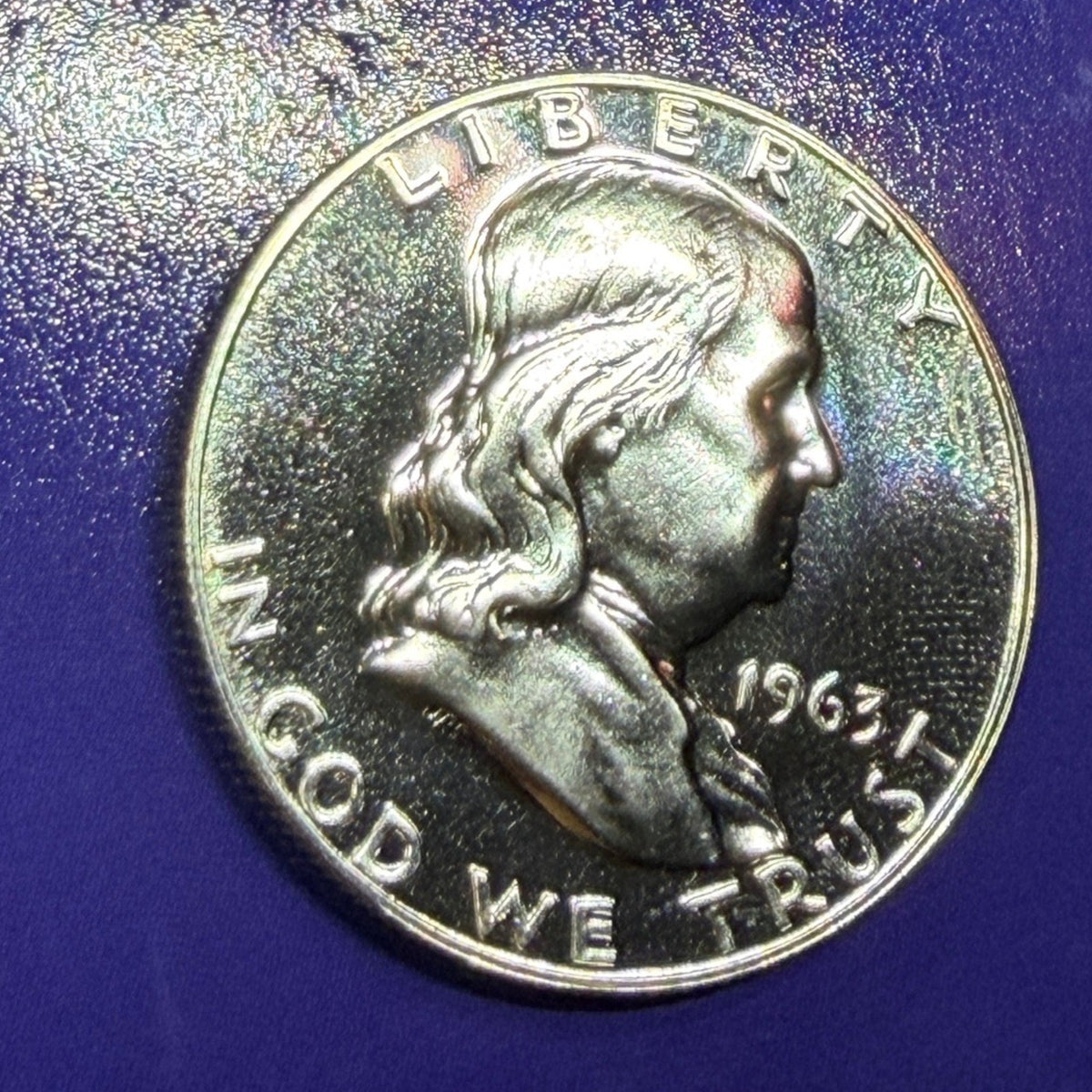 1963 Franklin Half Dollar 50c PROOF 90% Silver Philadelphia Mint US Coin