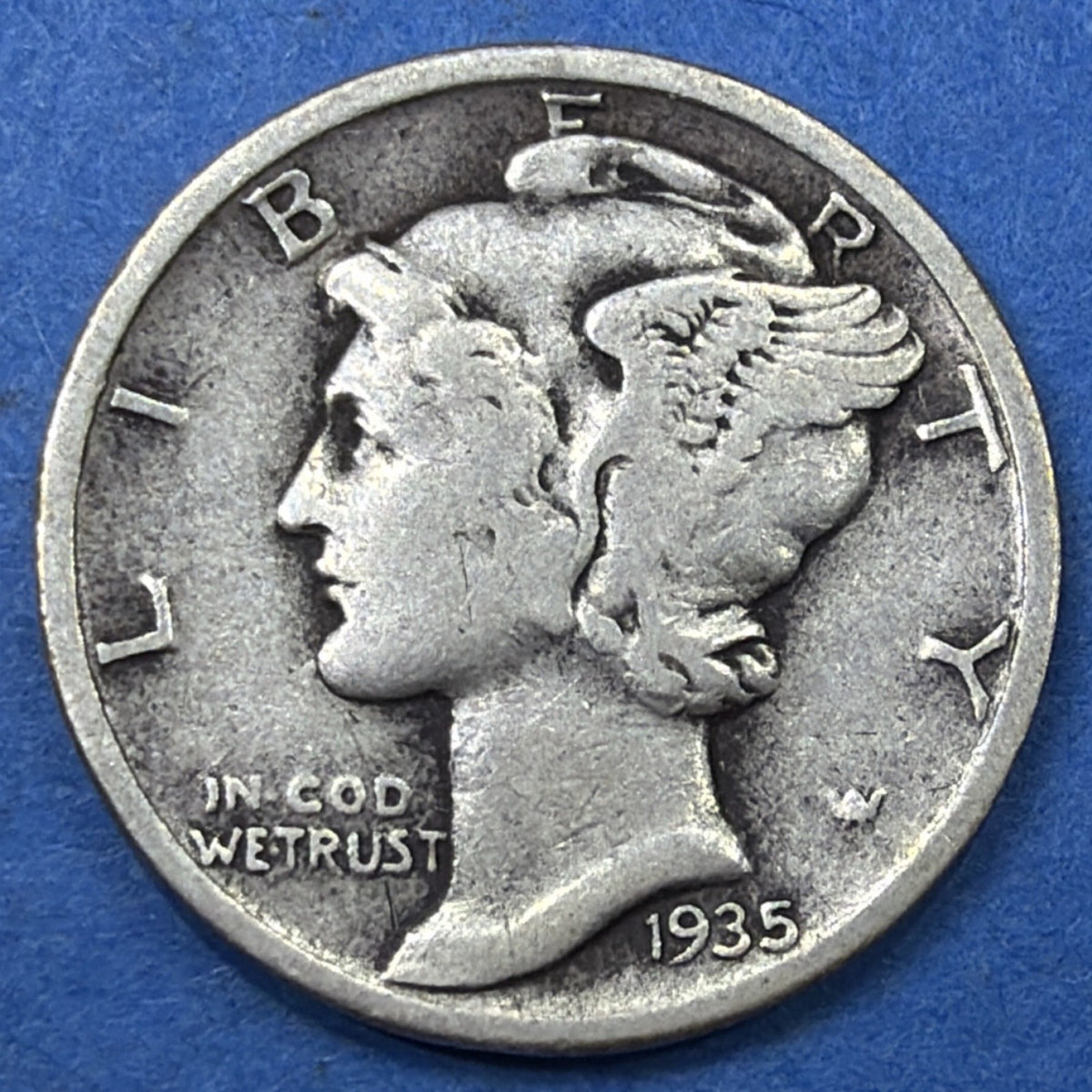1935 Mercury Dime 10C VF Very Fine 90% Silver Winged Liberty Philadelphia Coin