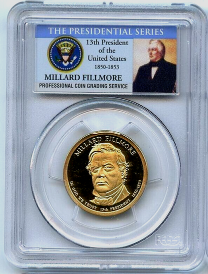 ✅ 2010 S $1 Millard Fillmore Dollar PCGS PR69DCAM Presidential Dollar Coin Photo