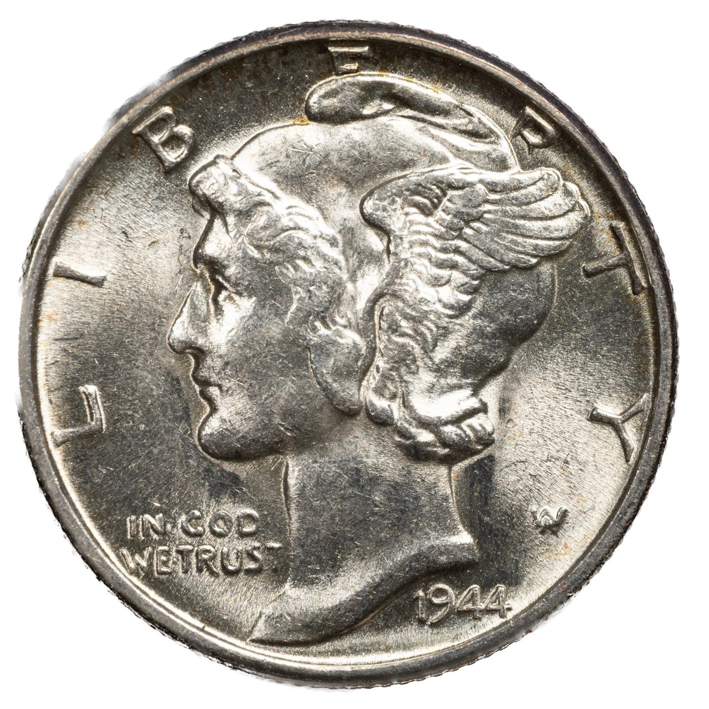 1944 D Mercury Dime BU Brilliant Uncirculated 90% Silver 10c FSB White Coin