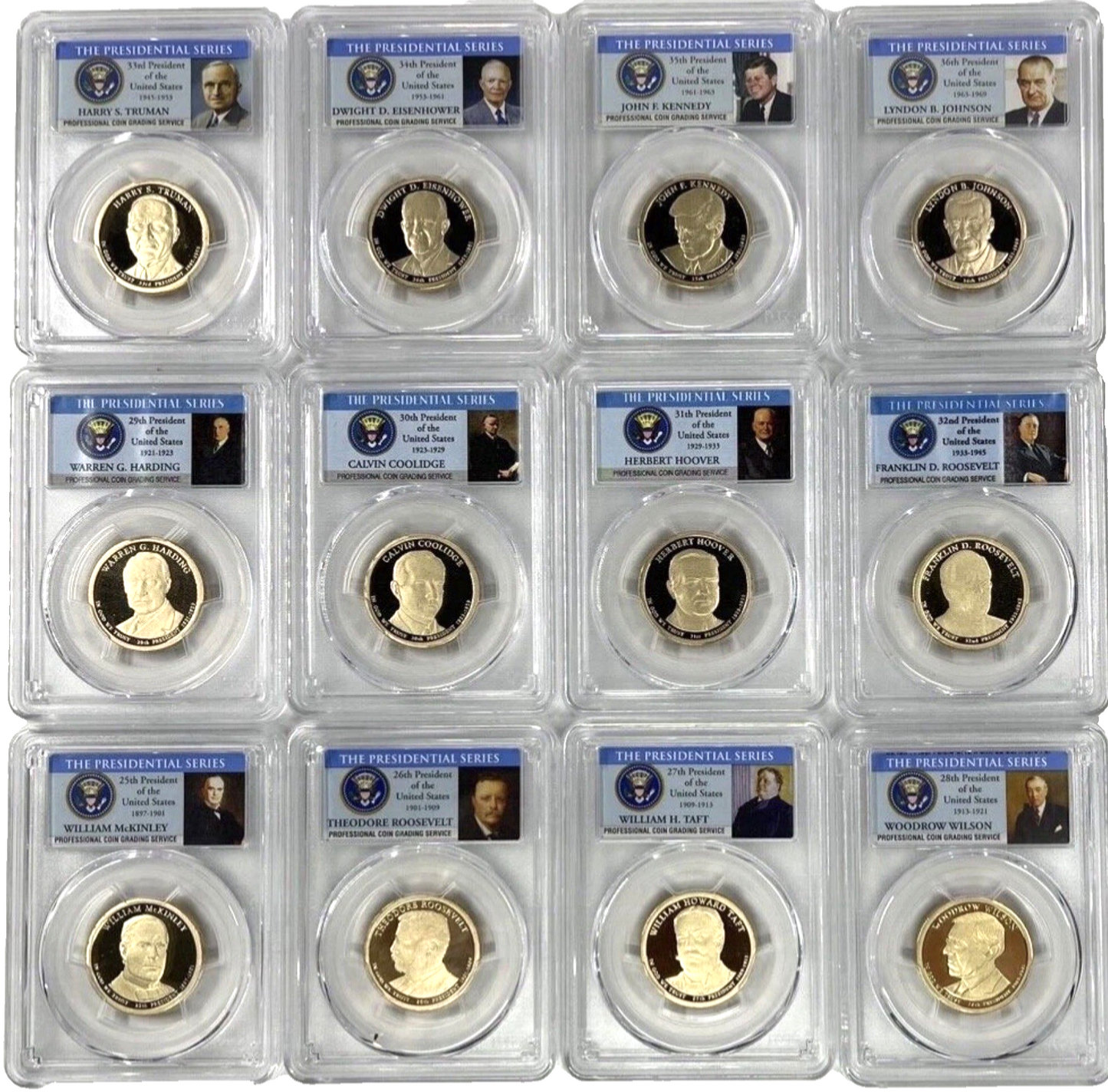 2007-2016 Presidential Dollars PCGS PR69DCAM Complete 39 Proof Coins Set + Case