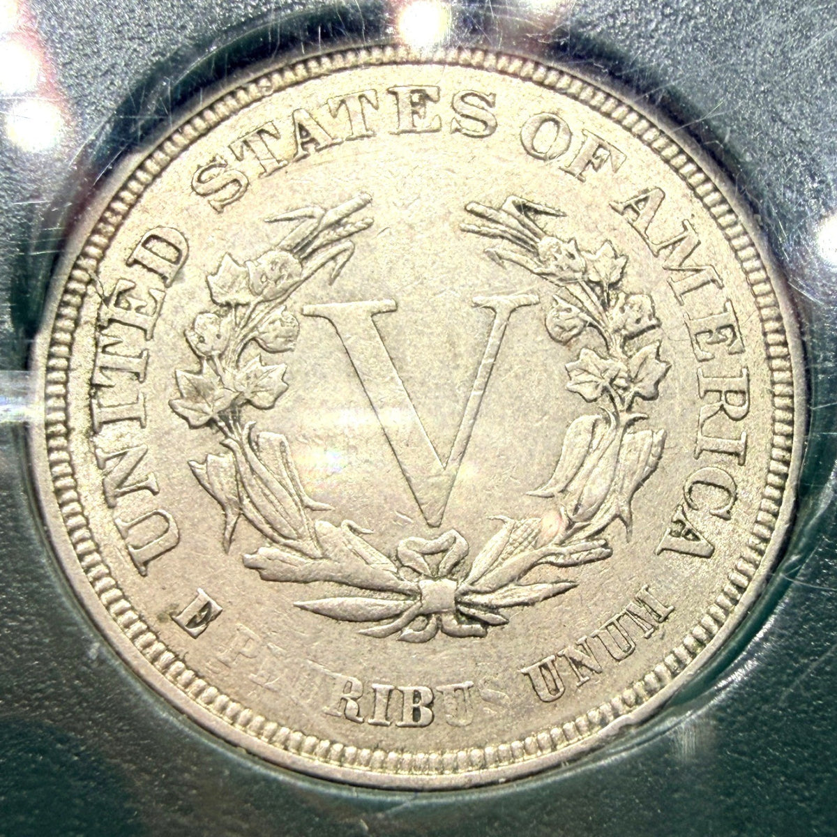 1883 Liberty V Nickel With Cents About Uncirculated AU 5C In Protective Holder