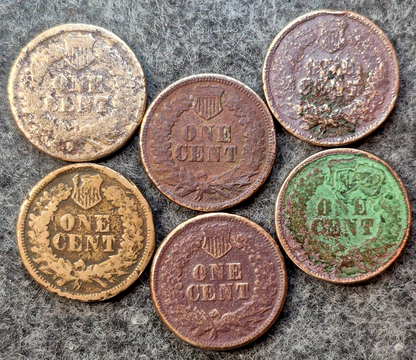 Lot (6) 1863-64 Indian Head Cents AG or Less Features Type II Chunky Coins Shown