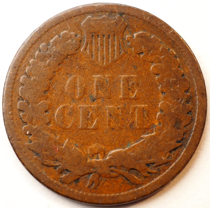 1883 Indian Head Cent Good- Very Good Average Circulated Condition Copper Penny