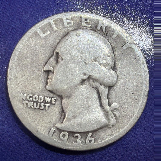 1936-S Washington Quarter 25C G Good 90% Silver US Coin San Francisco