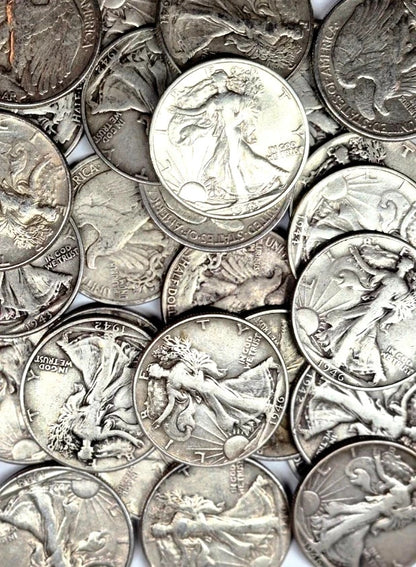 🔥 {4} 90% SILVER Walking Liberty Half Dollars Average Circulated Condition