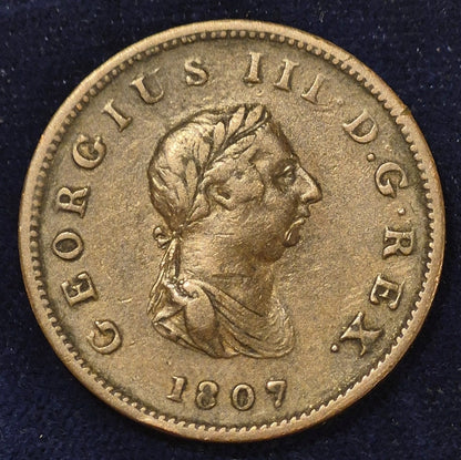 Great Britain 1807 Half Penny 1/2d Incredible Example, Unique Rim Style GB5181
