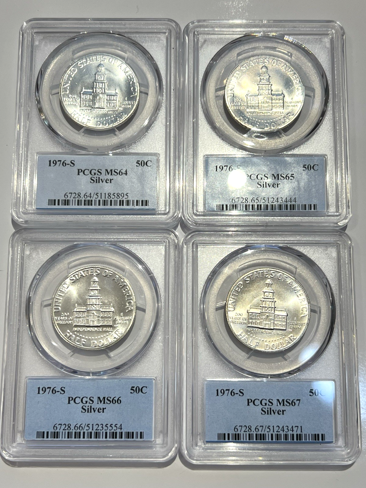 ⭐️  {4} 1976S SILVER Kennedy Half Dollars PCGS MS64, 65, 66 & 67 JFK Photo Label