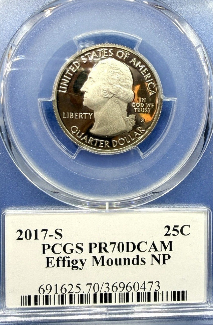 2017-S Effigy Mounds Clad Quarter PCGS PR70DCAM Thomas Cleveland Signed ATB