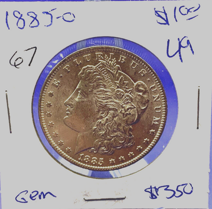 1885-O Morgan 90% Silver Dollar BU Gem Shiny, Bright, Well Struck Coin