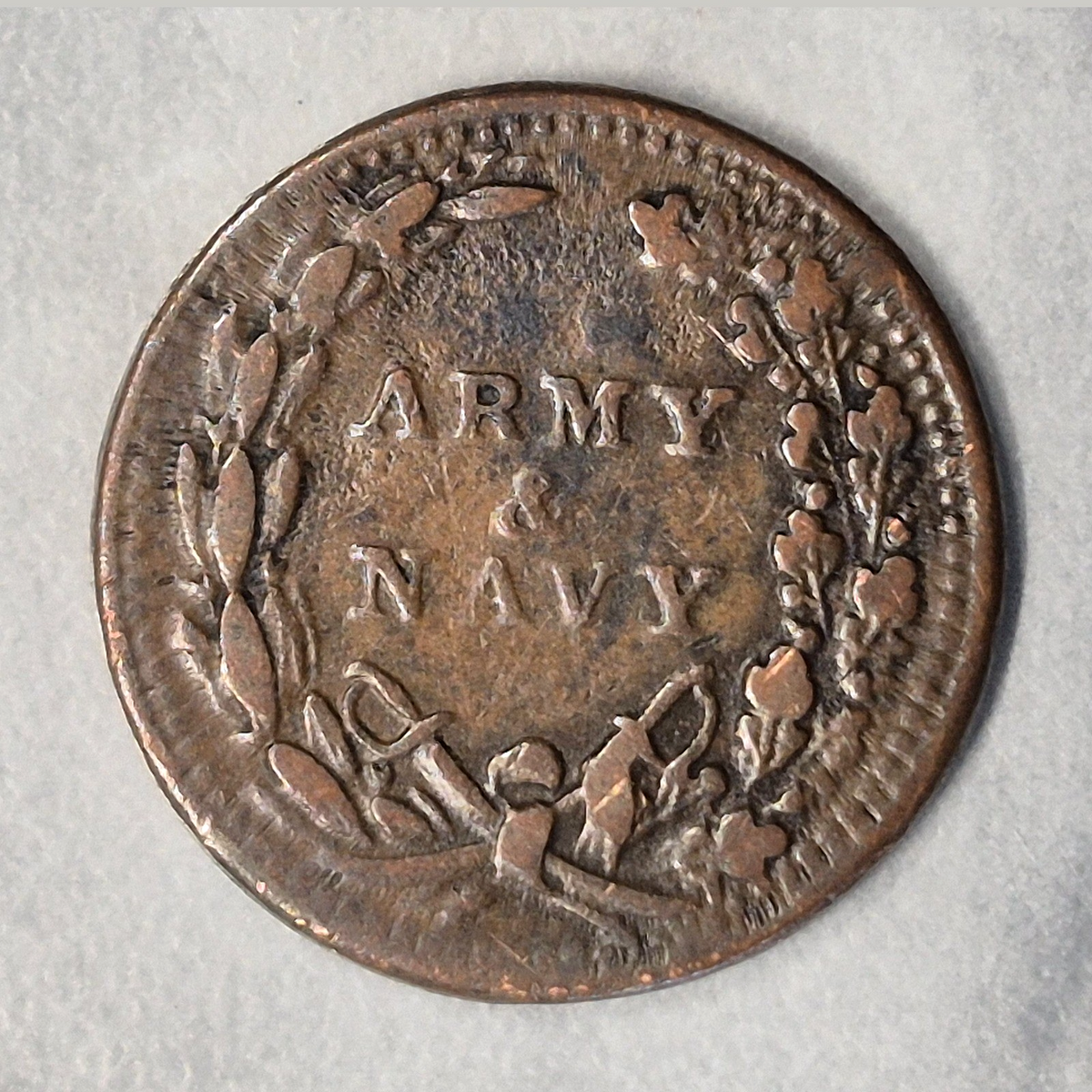 1863 Army & Navy Civil War Token Patriotic CWT Liberty Head 13 Stars VF Copper