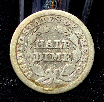 ✅ 1845 Seated Liberty Half Dime Better Date Fine Features 90% Silver 5C Coin