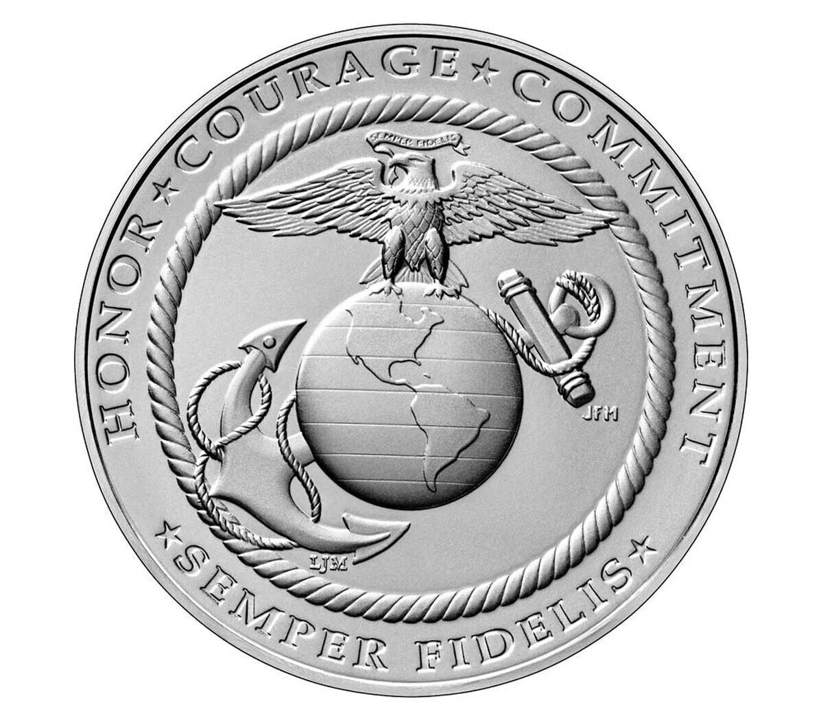 2022 Marine Corps w/OGP & COA (SMC1) 1 oz .999 SILVER Armed Forces Medals Series