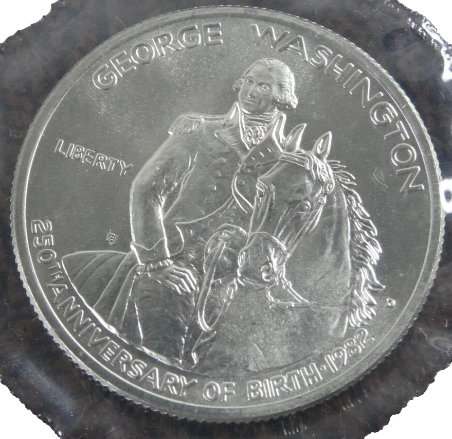 1982-D George Washington Commemorative Half Dollar 90% Silver BU Unc Box & COA