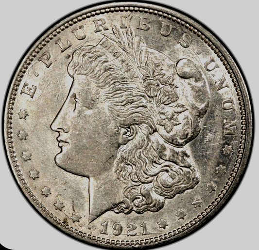 (1) 1921-D Morgan Dollar 90% Silver With AU+ Circulated Features 1$
