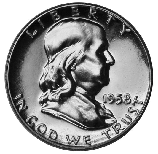 1958 Franklin 90% SILVER Half Dollar PROOF COIN Gem Uncirculated Full Bell Lines