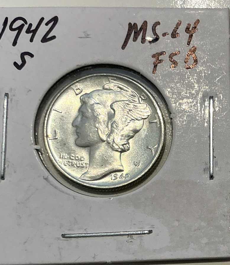 1942 S Mercury SILVER Dime MS Features FB Quality Full Bands San Francisco 10c