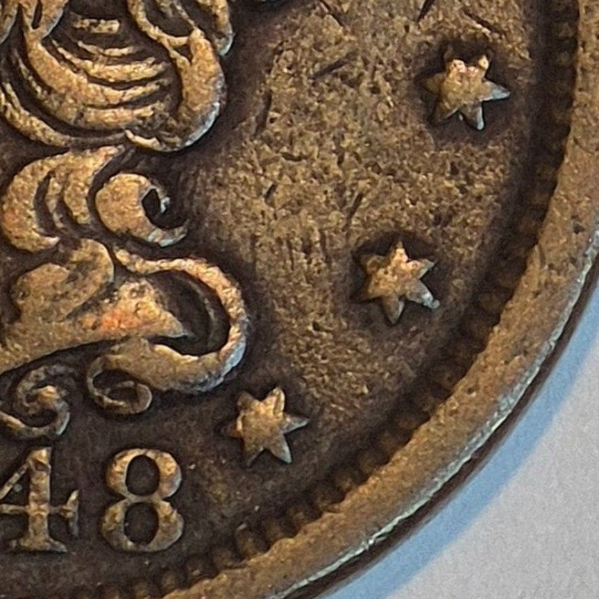 1848 Braided Hair Large Cent 1C BN Newcomb N1 R3 GSID 1138 Strong XF Features