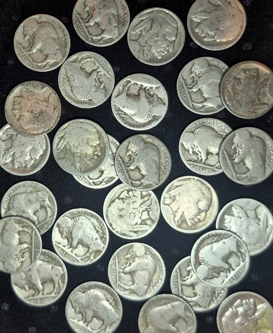 Lot of (28) No Date Buffalo Nickels--All Are "S" and "D" Mint Mark