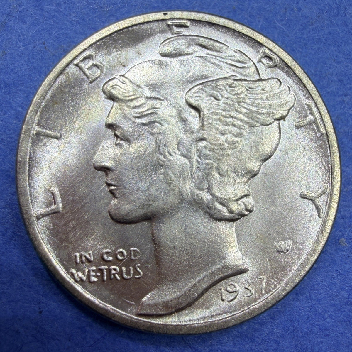 1937-D Mercury Dime 10C BU Brilliant Uncirculated 90% Silver Luster Denver Mint