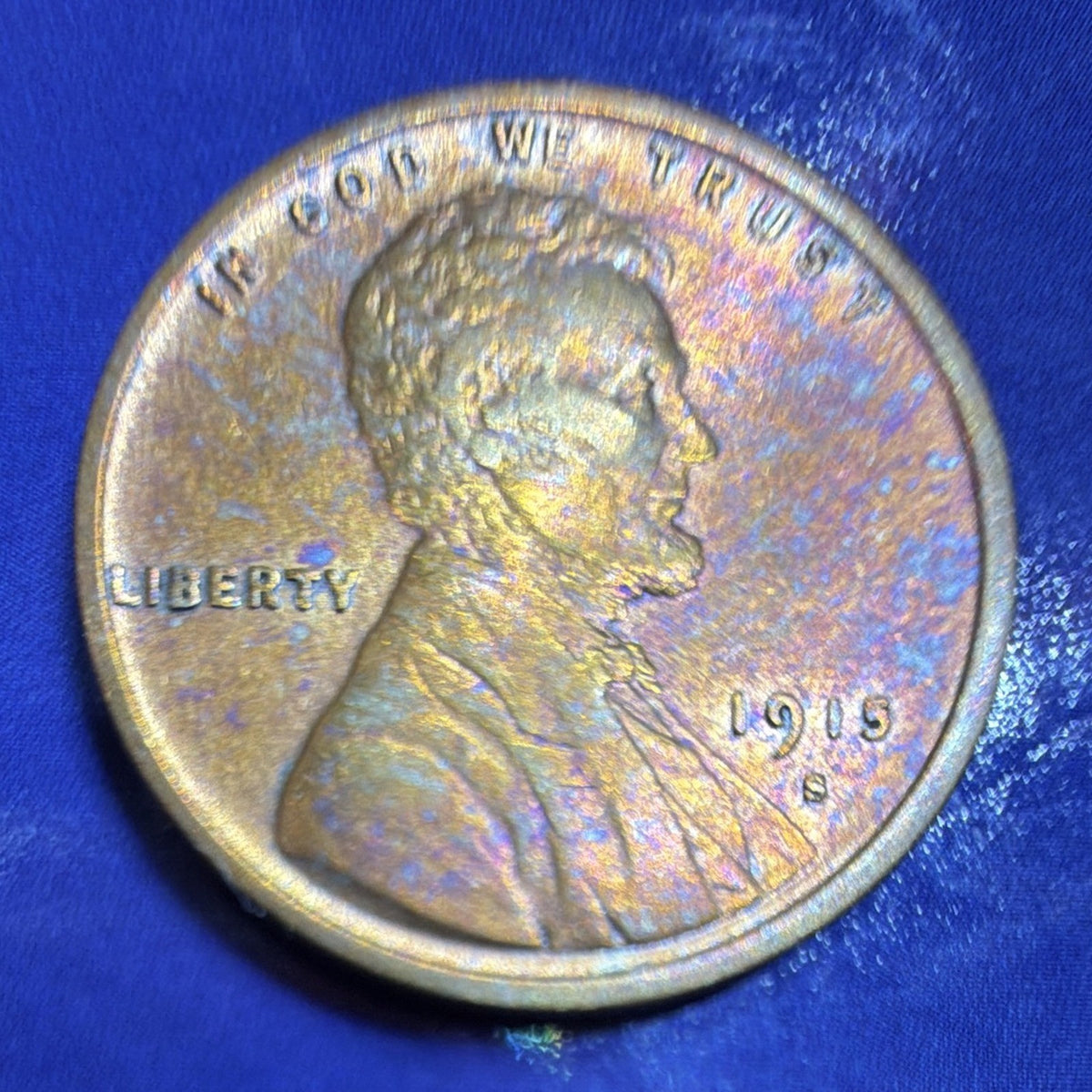 1915-S Lincoln Wheat Cent, BU, Toned Red Brown, San Francisco