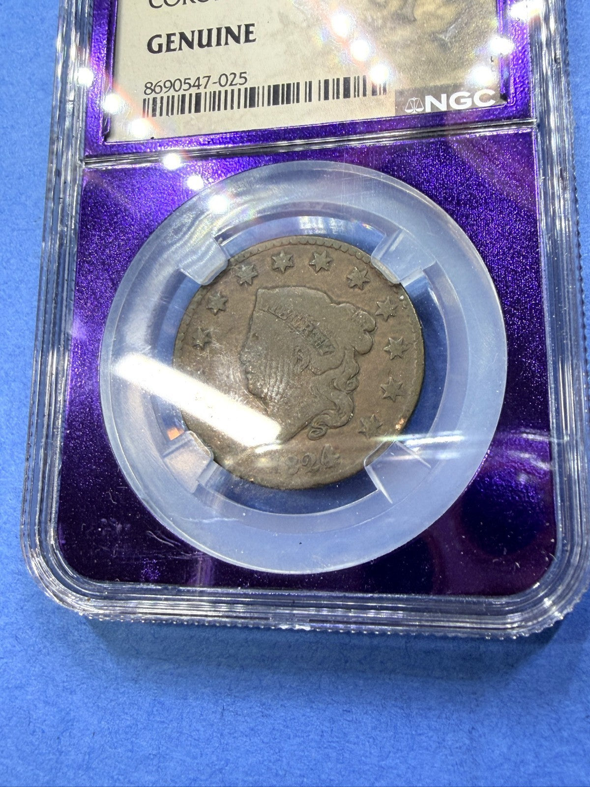 1824 Coronet Head Large Cent 1C NGC Genuine Matron Head Early US Copper Coin
