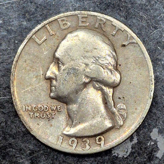 1939-S Washington Quarter VF Very Fine Light Toning 90% Silver 25C US Coin