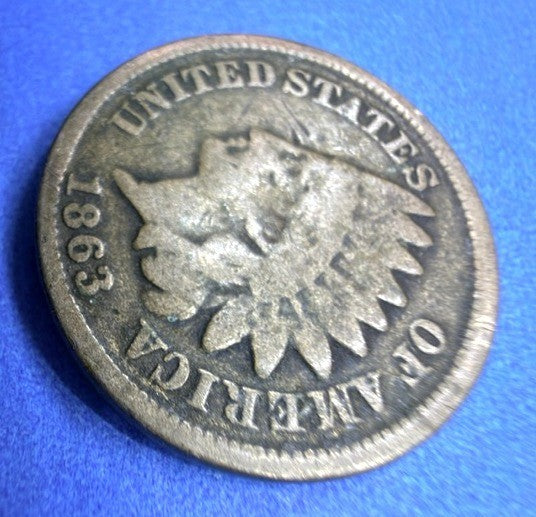 1863 Indian Head Cent Copper Nickel Civil War Date VG Clear Feathers Bold Date