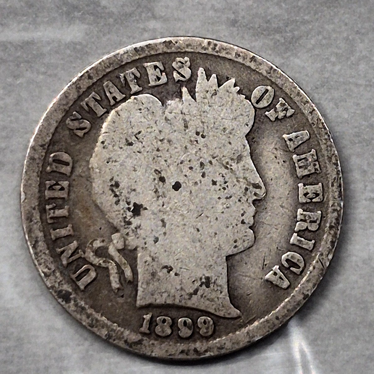 1899 Barber Liberty Head Dime 10C 90% Silver Philadelphia 19th Century Good