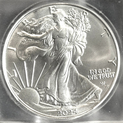 Low Mintage 2024 1 Oz American Silver Eagle Star Privy ICG MS69 Slab Blast White