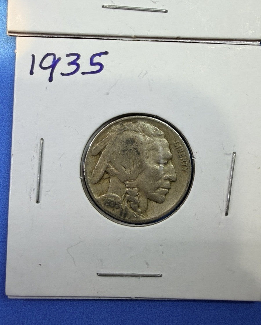 1935 Buffalo Nickel 5C Lot of 4 Coins F Fine Indian Head Five Cents US Coins